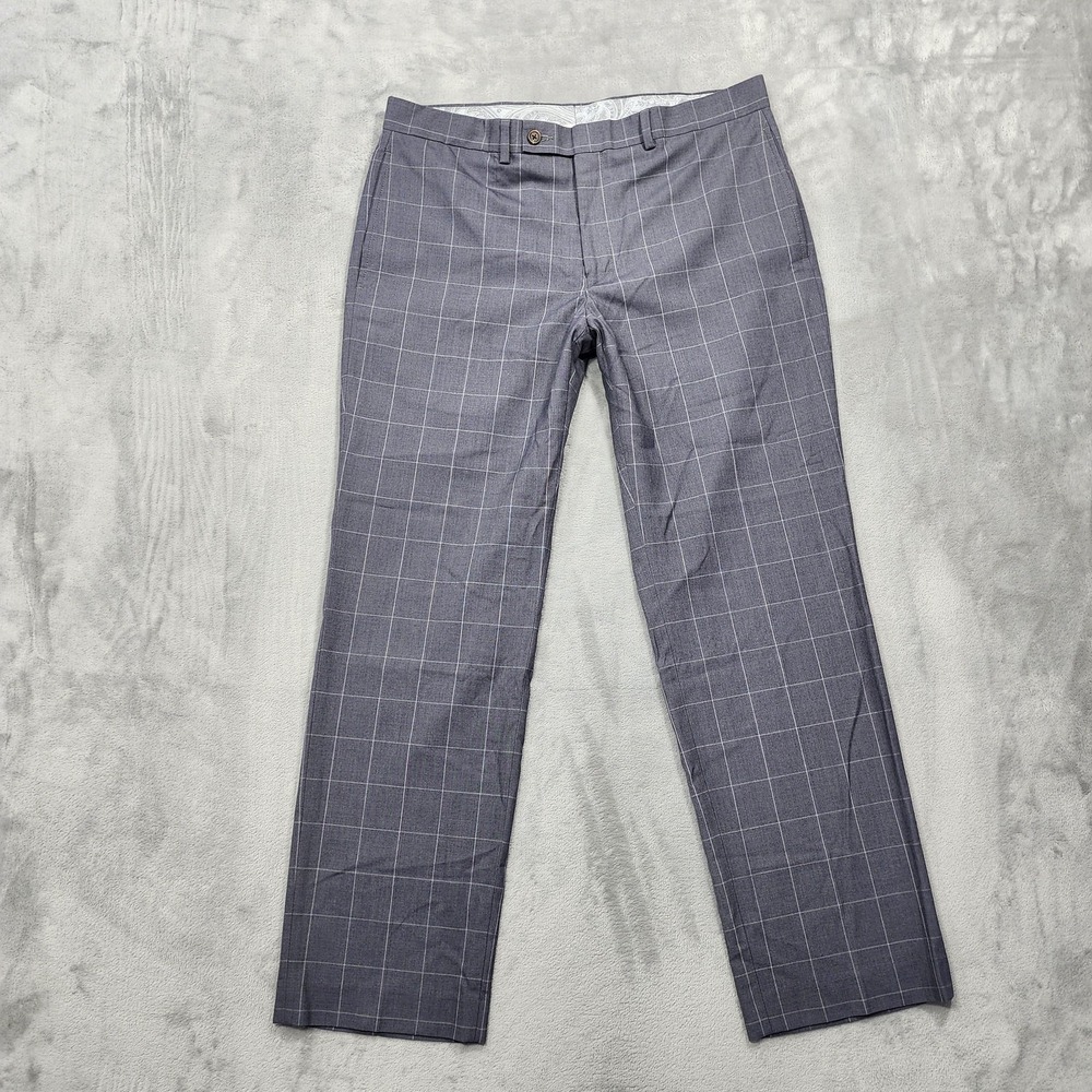 Lauren Ralph Lauren Pants Mens 34x30‎ Gray Plaid Regular Flat Front Office Dress
